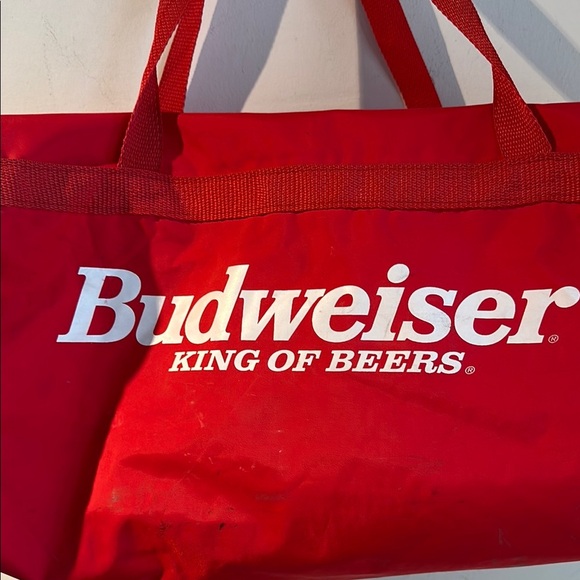 Vintage Budweiser Red Nylon Duffel Bag with Tassle - Picture 2 of 6